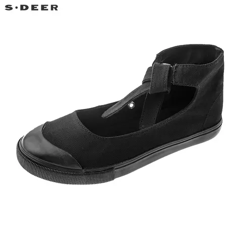 sdeer圣迪奥文艺范宿风脚踝系带平跟帆布鞋S18183950图片