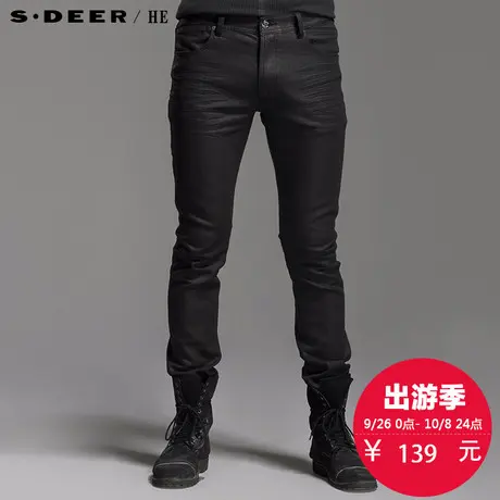 S.Deer/He【惠】圣迪奥男装纯色打底修身牛仔裤H14470896图片