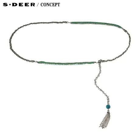 【新品】sdeer圣迪奥专柜正品女装翠绿色调编织装饰腰链S16284362图片