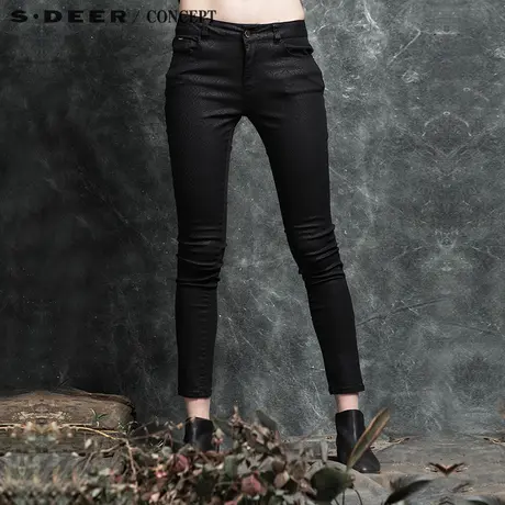 【新品】sdeer圣迪奥专柜正品女暗花女士修身长裤S15380803图片