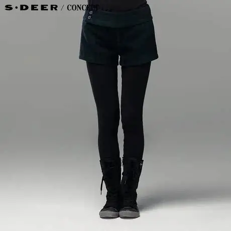 sdeer圣迪奥女装简约时尚含羊毛短裤S13480921商品大图