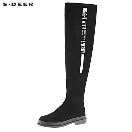 sdeer圣迪奥时尚休闲撞色字母黑色高筒靴S19383924图片