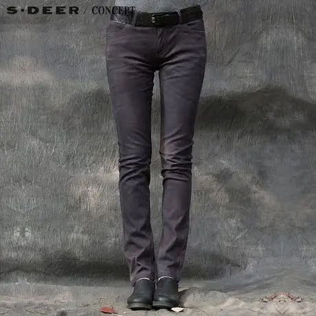 【新品】sdeer 圣迪奥女装迷离视觉的简约修身牛仔裤S15480853图片