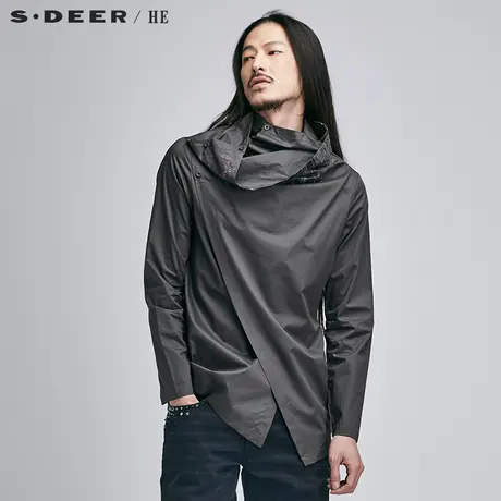 sdeerhe圣迪奥男装个性设计几何剪裁印象感男士长袖衬衫H15170518图片