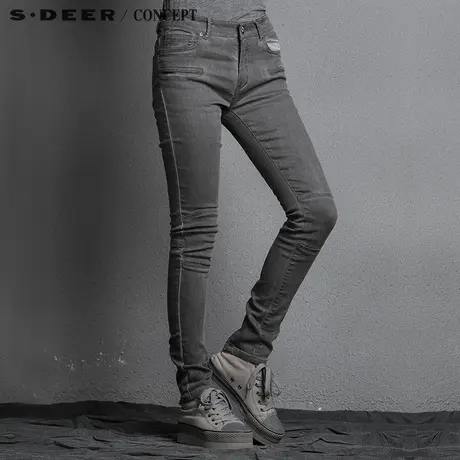 sdeer圣迪奥2017秋女装做旧拼接牛仔裤S15380816图片