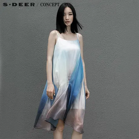 【活动】sdeer圣迪奥朦胧渐变印花双层连衣裙S15281239图片