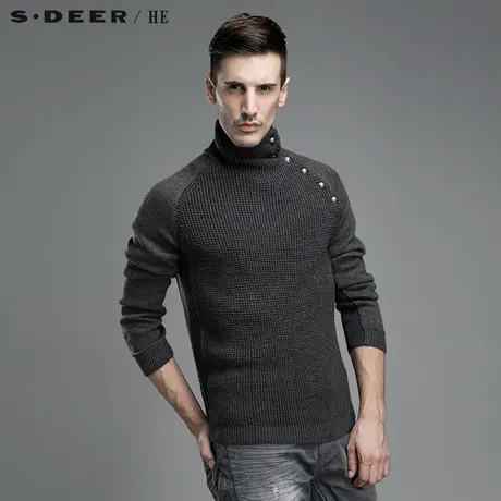 S.Deer/He【惠】圣迪奥男装高领羊毛长袖针织衫H14373547图片
