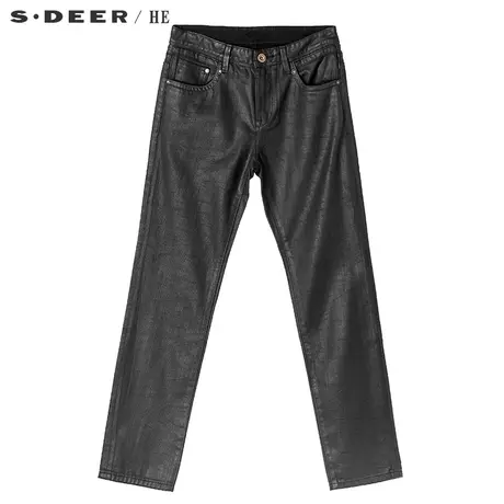 sdeerhe 圣迪奥纯黑酷感个性口袋装饰设计男式长裤H15470820图片