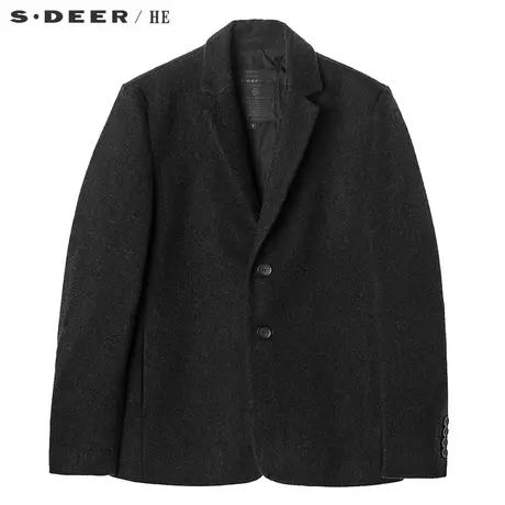 sdeerhe圣迪奥简约酷黑圆摆设计纽扣装饰立领男式外套H15472267图片