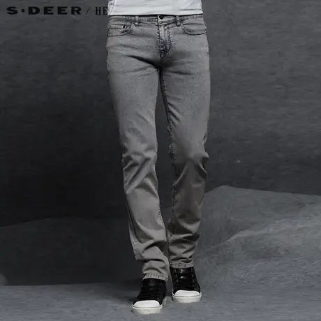 sdeerhe圣迪奥男装时尚休闲个性修身做旧直筒牛仔长裤H15370882商品大图