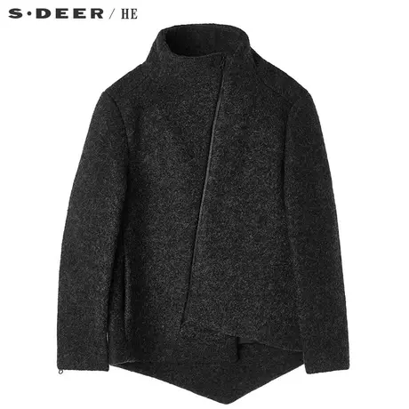 sdeerhe 圣迪奥 简约斜襟设计不规则下摆立领男式外套H15472383图片