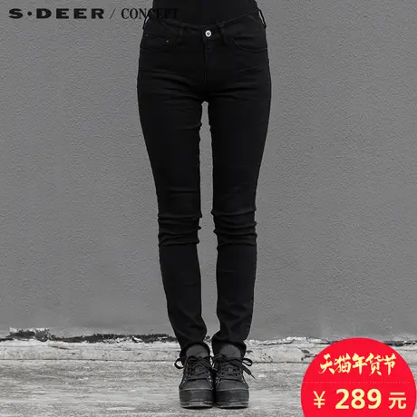 sdeer圣迪奥女装弹力质感牛仔裤S15380805商品大图