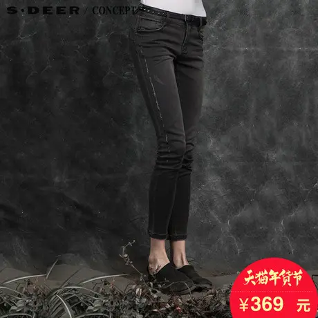 sdeer圣迪奥女装做旧长裤牛仔裤铅笔裤S16180875商品大图