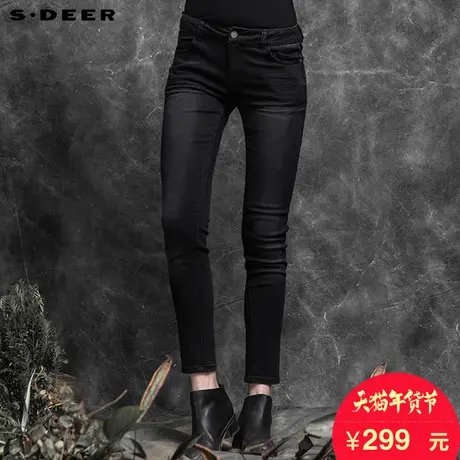 sdeer圣迪奥显瘦版型修身磨白牛仔裤S15380802商品大图