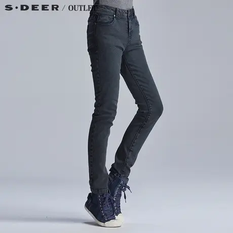 【清仓】sdeer圣迪奥修身做旧铅笔裤牛仔长裤S16180893图片