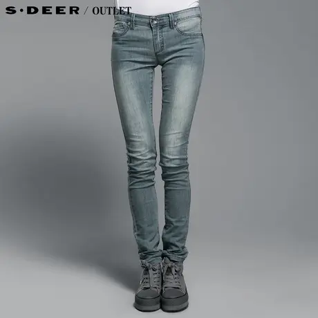 【多件多折】sdeer圣迪奥女装时尚做旧磨白牛仔长裤S14280827图片