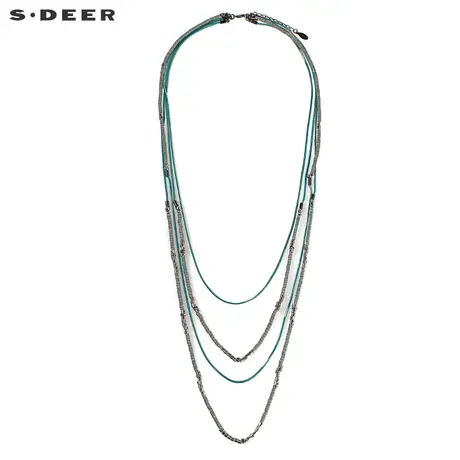 【新品】sdeer圣迪奥女装多层次翠绿色泽串珠装饰项链S17284370图片