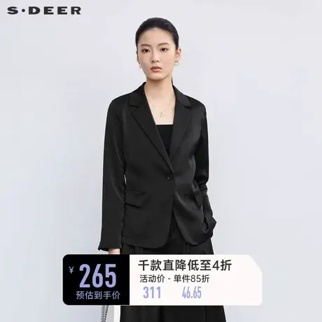 sdeer圣迪奥女装西装领单排扣基本款西装外套S223Z2208商品大图