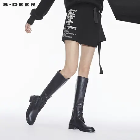 sdeer圣迪奥新潮撞色英文字母装饰个性搭袢飘带设计短裤S18480921图片