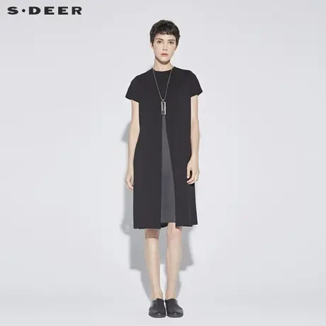 sdeer圣迪奥2019新款女夏假两件气质连衣裙S18281290图片