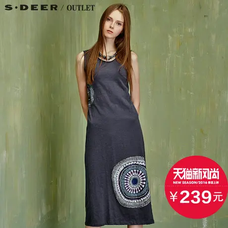 sdeer圣迪奥女装圆穹图纹印染连衣裙S15281244商品大图