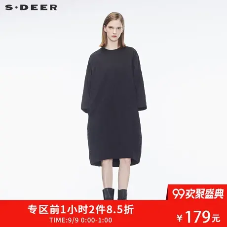 sdeer圣迪奥女复古哥特风茧型连衣裙S17381203商品大图