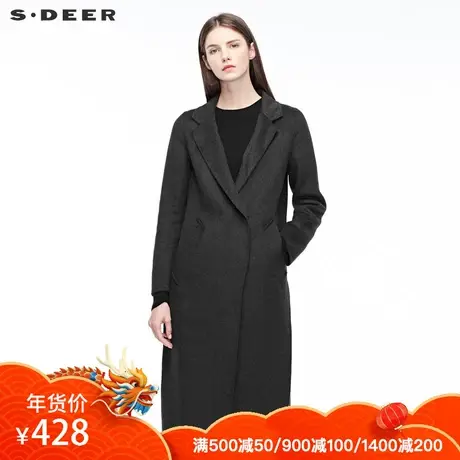 sdeer圣迪奥流畅剪裁设计直筒版型平驳领女式长外套S17461804商品大图