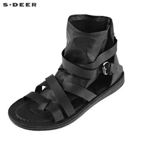 sdeer圣迪奥女装夏季时尚个性系带凉鞋小众设计罗马鞋S21283912图片