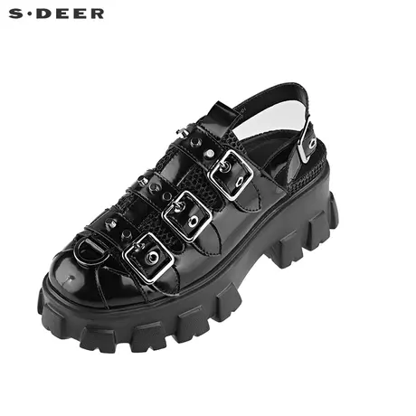sdeer圣迪奥女装夏季酷感金属铆钉松糕鞋小众设计凉鞋S21283911商品大图