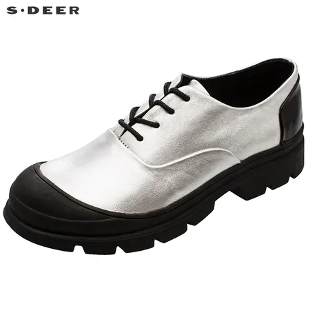 sdeer圣迪奥金属光泽质感撞色系带松糕鞋S17383938图片