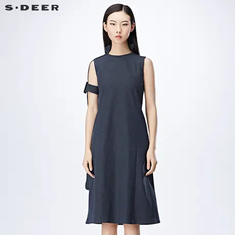 sdeer圣迪奥女装设计感A廓牛仔连衣裙S17181290商品大图