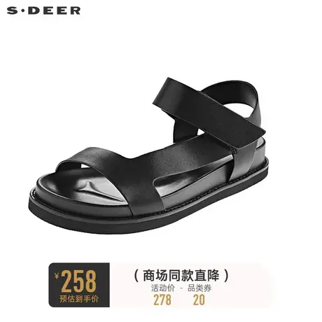 sdeer圣迪奥夏装时尚基本款黑色女士皮质凉鞋S19283910图片