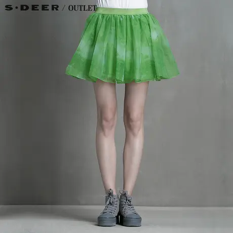 【活动】sdeer圣迪奥女装波普绿意晕散蓬松欧根纱短裙S15261301商品大图