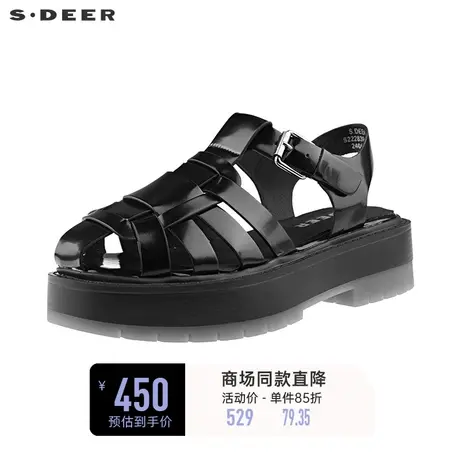 sdeer圣迪奥女装个性黑色厚底罗马鞋凉鞋S22283911商品大图