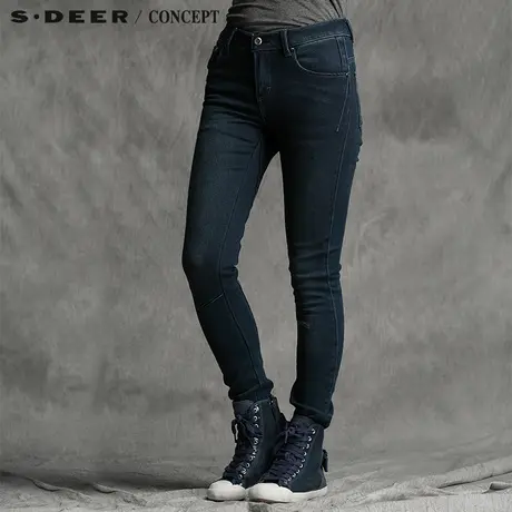 sdeer圣迪奥女装弹力质感修身牛仔裤S15380820图片