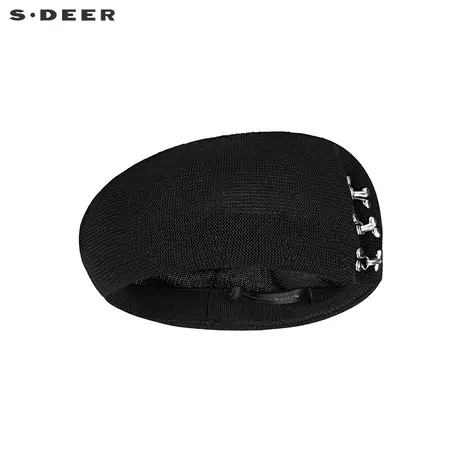sdeer圣迪奥女装春季个性拼接黑色贝雷帽S21183604图片
