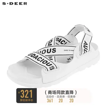 sdeer圣迪奥女装夏装时尚弹力字母露趾凉鞋S21283917商品大图