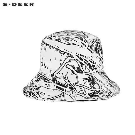 sdeer圣迪奥女夏装休闲简约时尚酷感涂鸦撞色渔夫帽S21283613图片