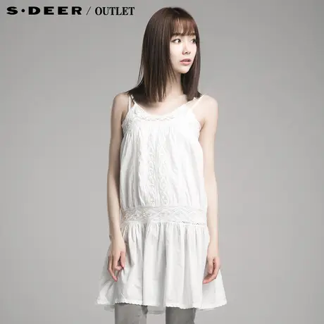 【降】sdeer圣迪奥女装镂空纯色唯美连衣裙3281536图片
