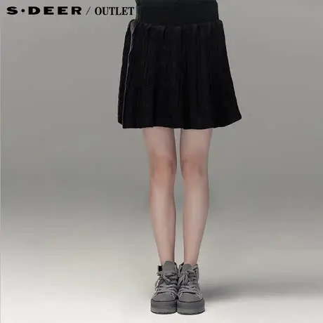 【买3免1】sdeer圣迪奥学院风扭花针织小短裙S13381391商品大图