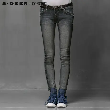 S·DEER＼CONCEPT【上新】圣迪奥磨白显瘦版型牛仔长裤S15180841图片