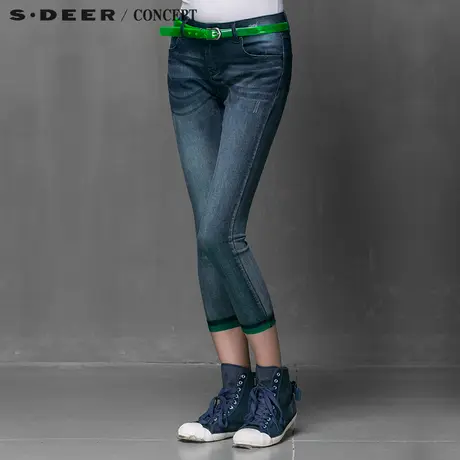 sdeer圣迪奥设计感撞色裤边长裤S15180845图片