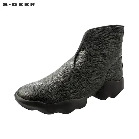 sdeer圣迪奥女硬朗皮革质感简约设计休闲鞋S18383968商品大图