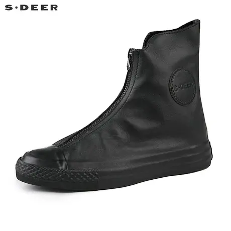 【新品】sdeer圣迪奥女设计街头感拉链女士低帮小短靴S16383902图片