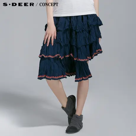 【上新】sdeer圣迪奥专柜正品女装夏撞色波西米亚半身裙3281341图片