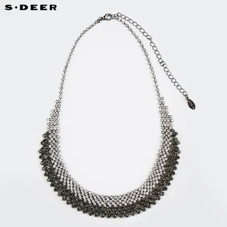 sdeer圣迪奥女装夏装优雅金属质感编织光泽水钻装饰项链S16284301图片