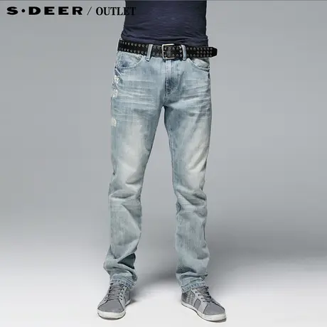 sdeer圣迪奥专柜正品直筒水洗磨白低腰牛仔裤3370849商品大图