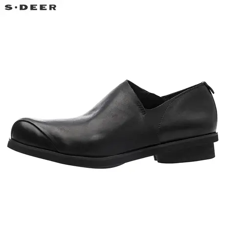 sdeer圣迪奥2018夏装设计感尖头纯黑低跟浅口橡胶底女鞋S17283921商品大图