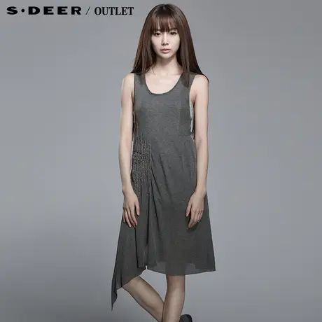 【上新】sdeer圣迪奥女装素色随行性针织长裙背心连衣裙S14281214图片