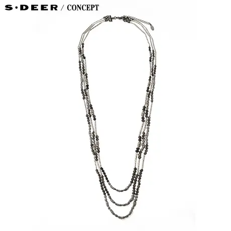 【新品】sdeer 圣迪奥女内敛灰调层次串珠装饰项链S16384370图片